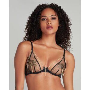 Agent Provocateur Auretta Black Gold Bra 32B NWT $575